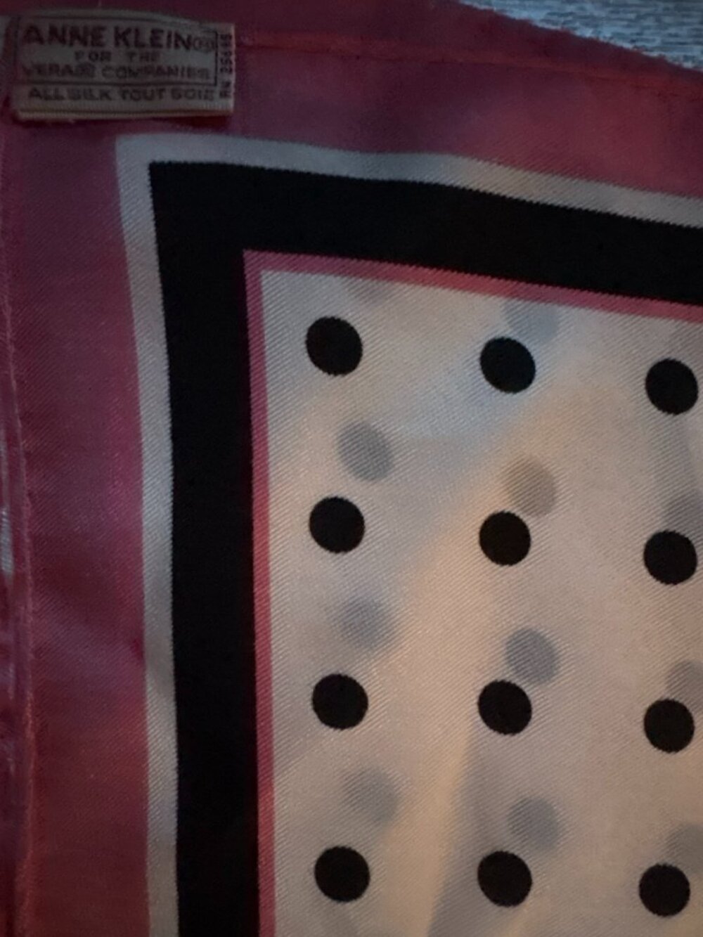 Vintage Anne Klein for Vera 100% Silk Polka Dot Scarf | Old Money Chic